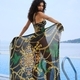 Einteiliger Badeanzug mit offenem Rücken Druck und Bikini-Beachcover-Set