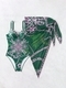 Einteiliger Badeanzug mit offenem Rücken Druck und Bikini-Beachcover-Set