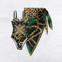 One-Piece Swimsuit With Open Back Print And Bikini Cover-Up Set