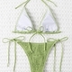 Shirred Multi-Needle Two-Piece Bikini Swimwear For Women