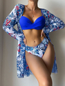 Women's Three-Piece Mesh Swimsuit Set With Bikini