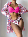 Women's Three-Piece Mesh Swimsuit Set With Bikini
