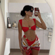 Solid Color Strapless High-Cut Bikini With Metal Starfish Detail
