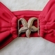 Solid Color Strapless High-Cut Bikini With Metal Starfish Detail