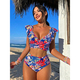 Women's Ruffle Backless Split Swimsuit Bikini Set