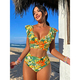 Women's Ruffle Backless Split Swimsuit Bikini Set