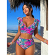 Women's Ruffle Backless Split Swimsuit Bikini Set