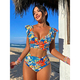Women's Ruffle Backless Split Swimsuit Bikini Set