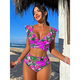 Women's Ruffle Backless Split Swimsuit Bikini Set
