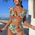 Women's Ruffle Backless Split Swimsuit Bikini Set