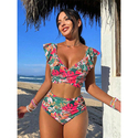 Women's Ruffle Backless Split Swimsuit Bikini Set