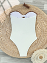 As shown in the picture Cutout One-Piece Bikini Swimsuit Color-Block Strapless Metal Flower