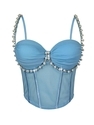 Pearl Embellished Ruched Mesh Corset Cami Top