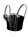 White Chain Diamond Corset Bra European Style Inner Outer Wear