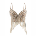 Pearl Rhinestone Tassel Camisole Corset Top