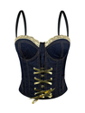 Denim blaues Denim-Schnür-Korsett-Cami-Top schlankmachendes Bodycon