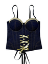Denim blaues Denim-Schnür-Korsett-Cami-Top schlankmachendes Bodycon