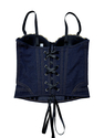 Denim blaues Denim-Schnür-Korsett-Cami-Top schlankmachendes Bodycon
