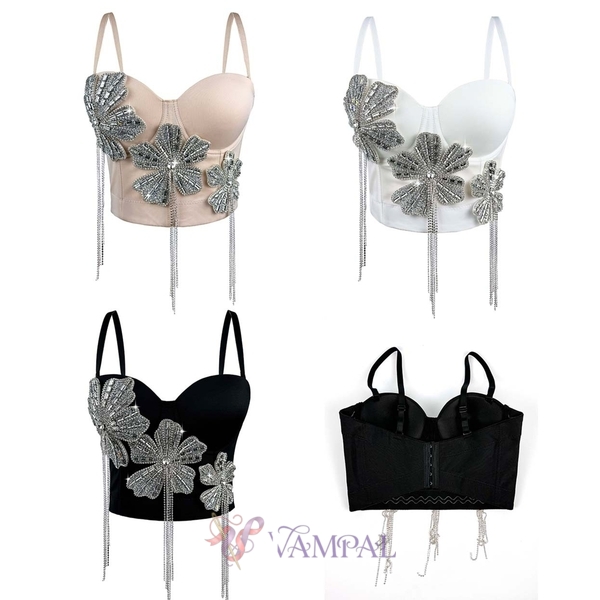 Rhinestone Flower Corset Bustier Outerwear