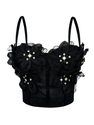 3D Floral Rhinestone Mesh Corset Camisole Top