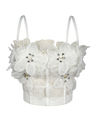 3D Floral Rhinestone Mesh Corset Camisole Top
