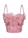 3D Floral Rhinestone Mesh Corset Camisole Top