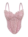 Handmade Floral Pearl Cami Top Open Back Corset