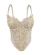 Handmade Floral Pearl Cami Top Open Back Corset