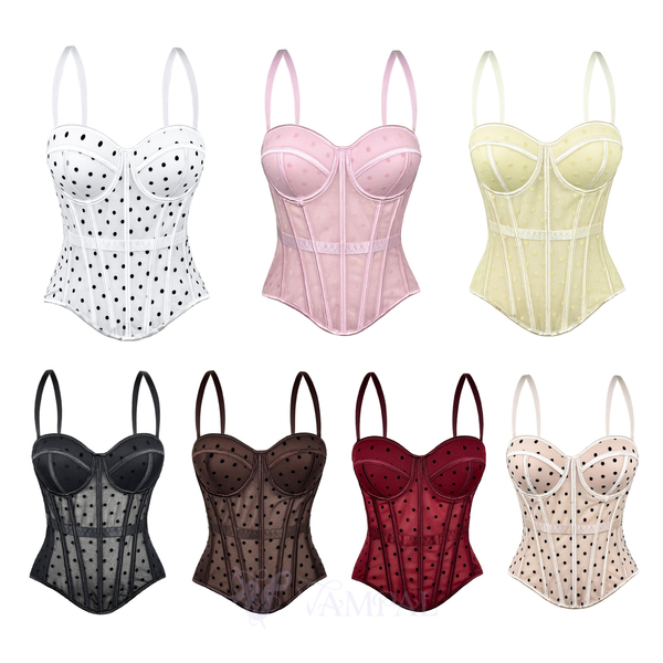 Polka Dot Fishbone Corset Minimalist Slim Fit Camisole