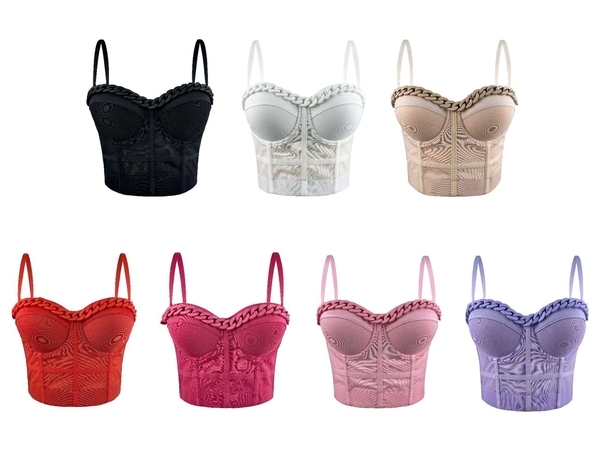 Semi-Sheer Chain Camisole Top Slim Fit Corset