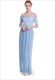 Chiffon-Maxikleid mit Off-Shoulder, halben Ärmeln und Spitzenoberteil