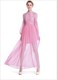 Langärmeliges A-Linien-Chiffon-Maxikleid mit Spitzenoberteil