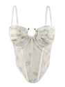 Mesh Floral Corset Slimming Bodycon Cami Top With Chest Pad
