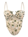 Mesh Floral Corset Slimming Bodycon Cami Top With Chest Pad
