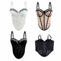 Rhinestone Mesh Corset Waist Trainer Backless Cami Top