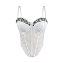 Rhinestone Mesh Corset Waist Trainer Backless Cami Top