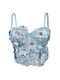 3D Blumen Strass Trägerloses Korsett Top Tweed-Stil Cami Bustier Für Damen