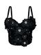 3D Blumen Strass Trägerloses Korsett Top Tweed-Stil Cami Bustier Für Damen