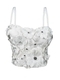 3D Blumen Strass Trägerloses Korsett Top Tweed-Stil Cami Bustier Für Damen