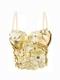 3D Blumen Strass Trägerloses Korsett Top Tweed-Stil Cami Bustier Für Damen