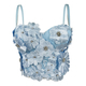 3D Blumen Strass Trägerloses Korsett Top Tweed-Stil Cami Bustier Für Damen