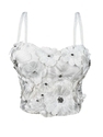 3D Blumen Strass Trägerloses Korsett Top Tweed-Stil Cami Bustier Für Damen