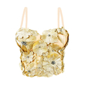 3D Blumen Strass Trägerloses Korsett Top Tweed-Stil Cami Bustier Für Damen