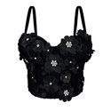 3D Blumen Strass Trägerloses Korsett Top Tweed-Stil Cami Bustier Für Damen