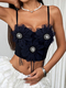 Handmade 3D Rhinestone Flower Tassel Corset Vest