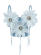 Handmade 3D Rhinestone Flower Tassel Corset Vest