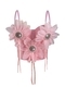 Handmade 3D Rhinestone Flower Tassel Corset Vest