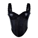 Solid Color Leather Lace Camisole Top Slim Fit Corset Outerwear