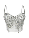 Colored Diamond Fringe Corset Chain Camisole Top Slim Fit Outerwear