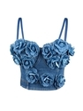 Handmade Beaded Flower Cami Denim Corset Top